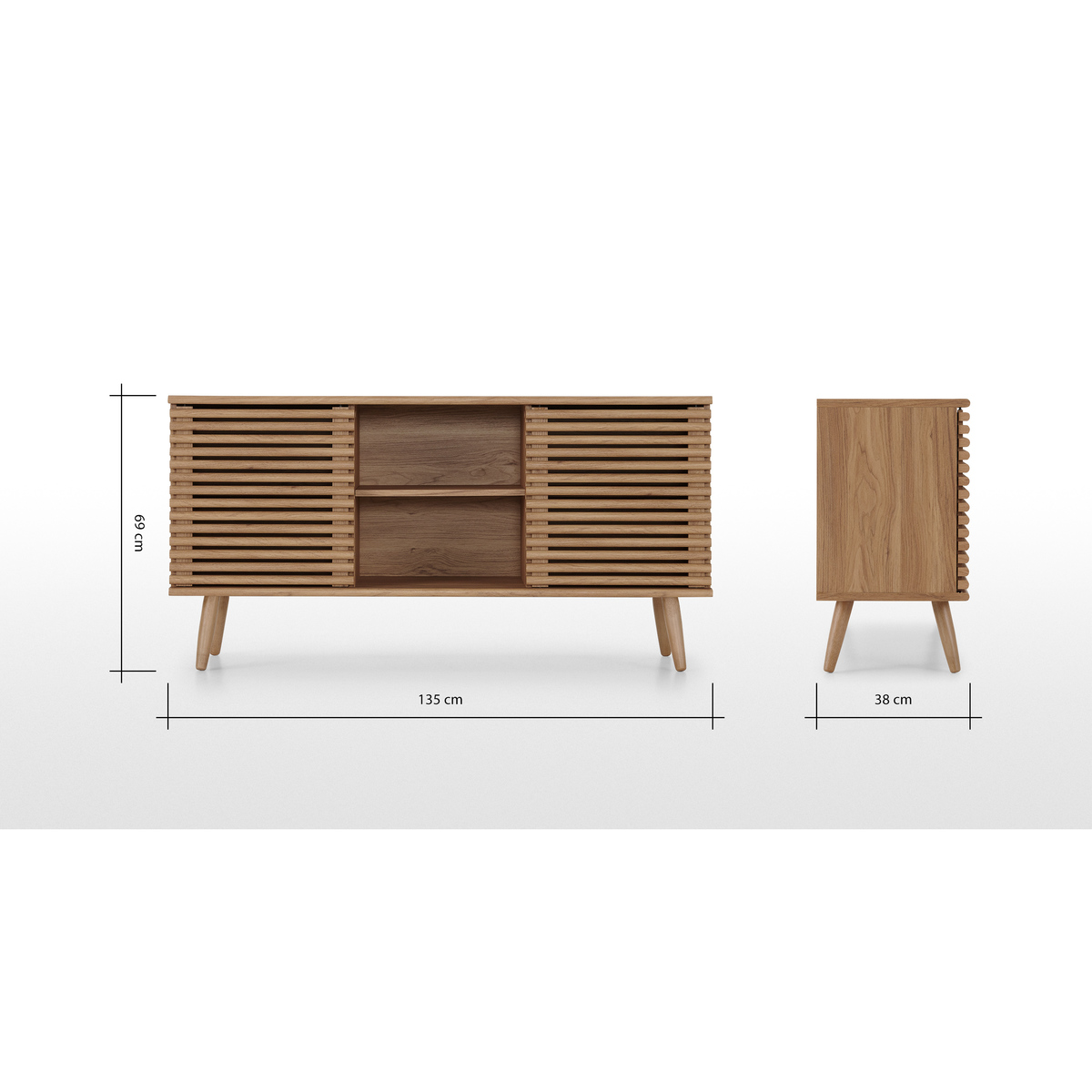 Tulma Wide Sideboard, Oak Effect – image 7