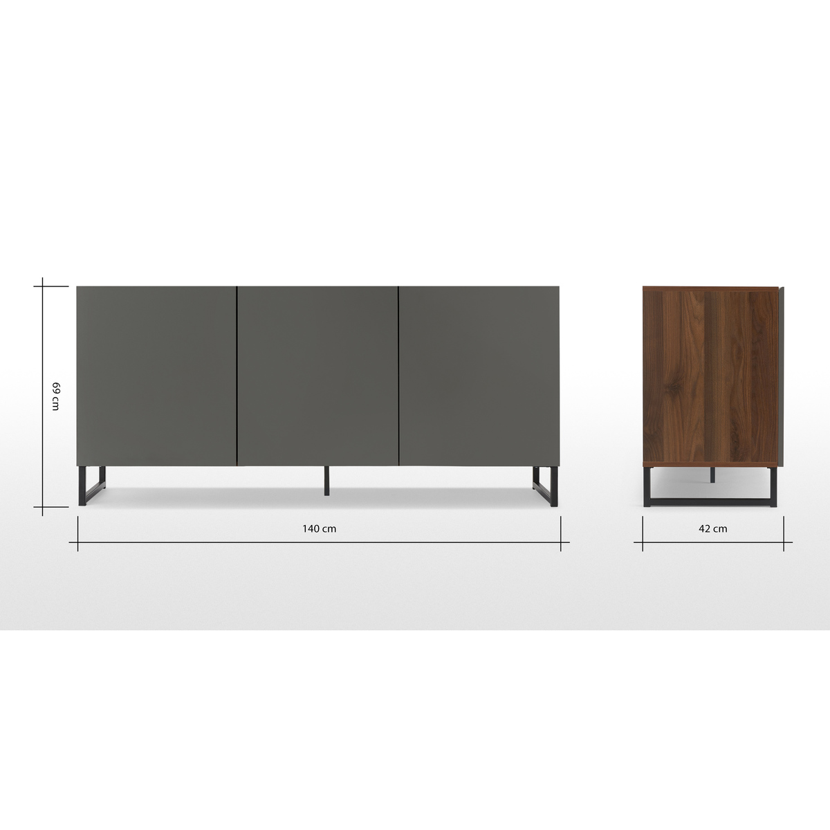 Hopkins Large Sideboard, Walnut Effect & Grey – image 8