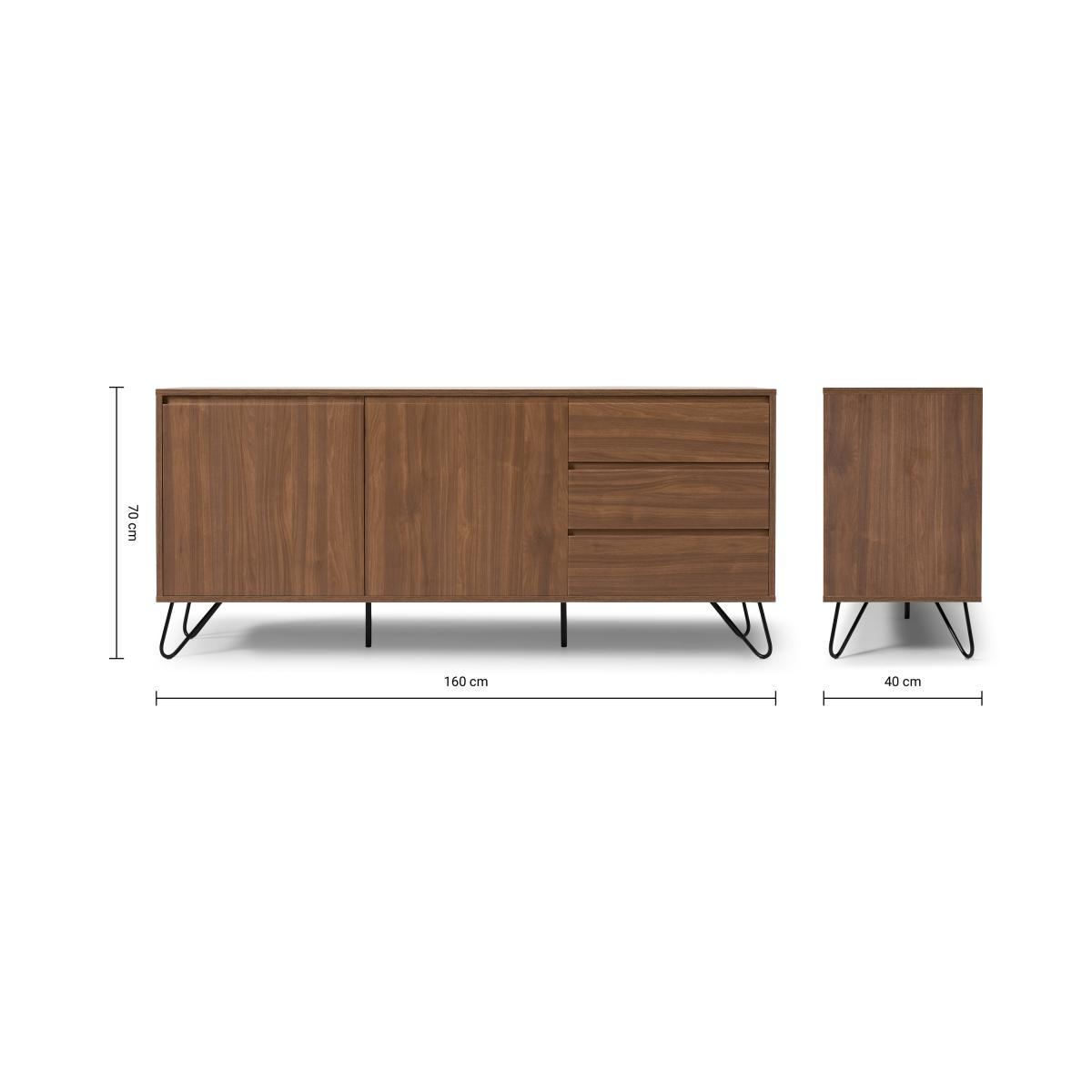 Elona Sideboard, Light Walnut Effect & Black – image 10