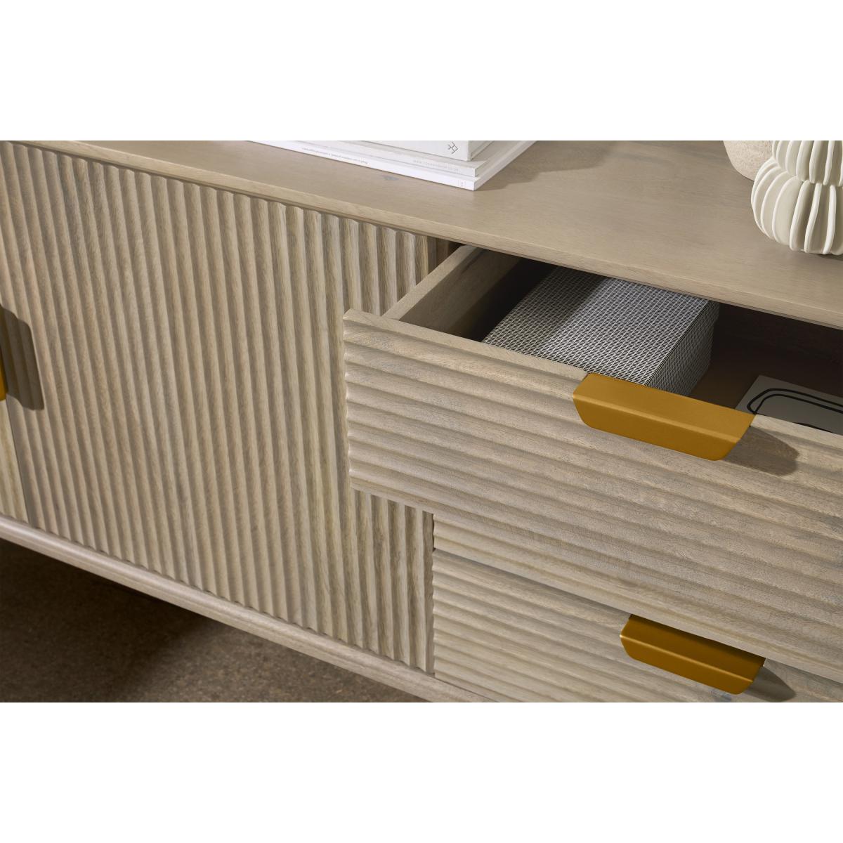 Haines Wide Sideboard, Grey Washed Mango Wood & Brass – image 5