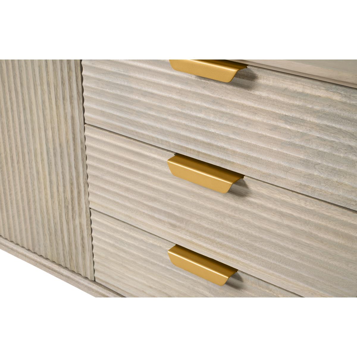 Haines Wide Sideboard, Grey Washed Mango Wood & Brass – image 7