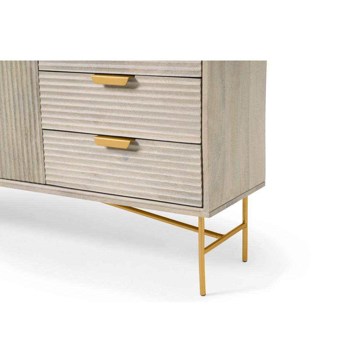 Haines Wide Sideboard, Grey Washed Mango Wood & Brass – image 8