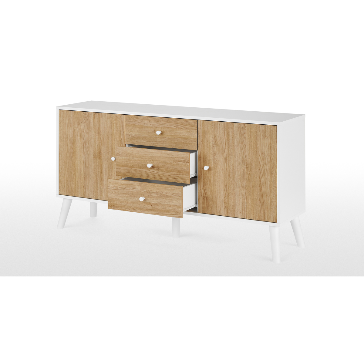 MADE Essentials Larsen Large Sideboard, Oak Effect & White – image 5
