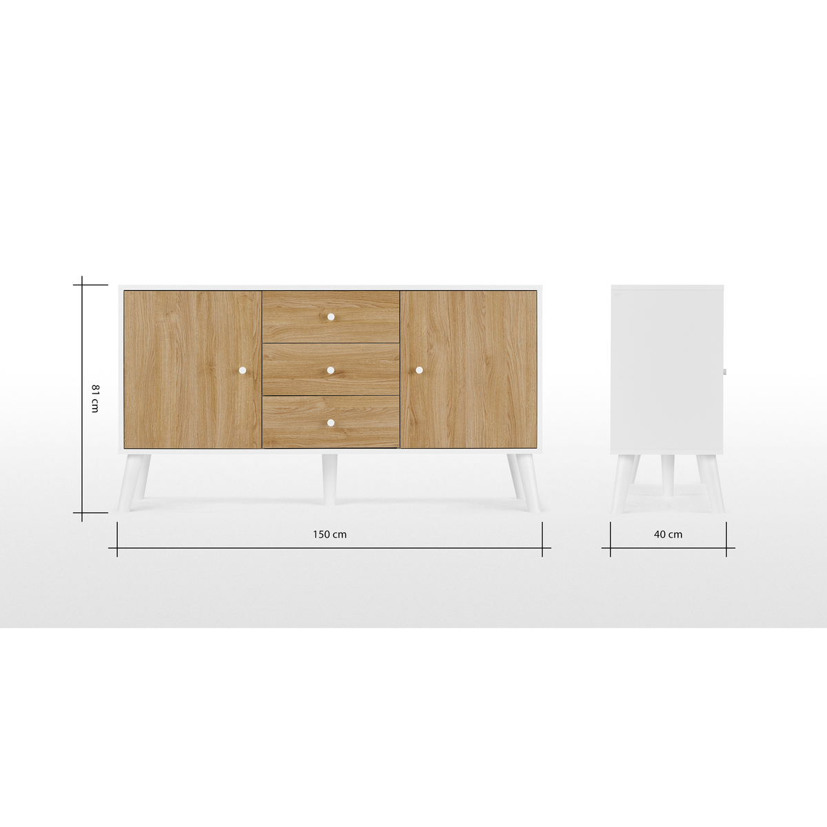 MADE Essentials Larsen Large Sideboard, Oak Effect & White – image 8