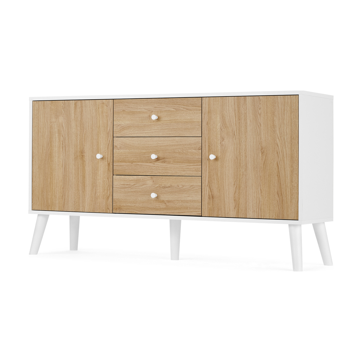 MADE Essentials Larsen Large Sideboard, Oak Effect & White – image 2