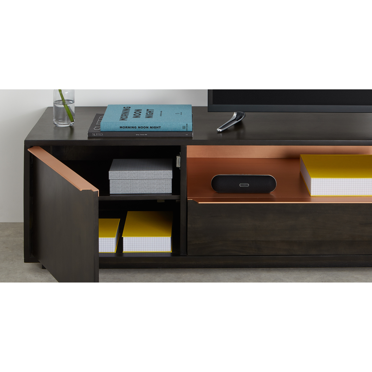 Anderson TV Stand, Mocha Mango Wood and Copper – image 4