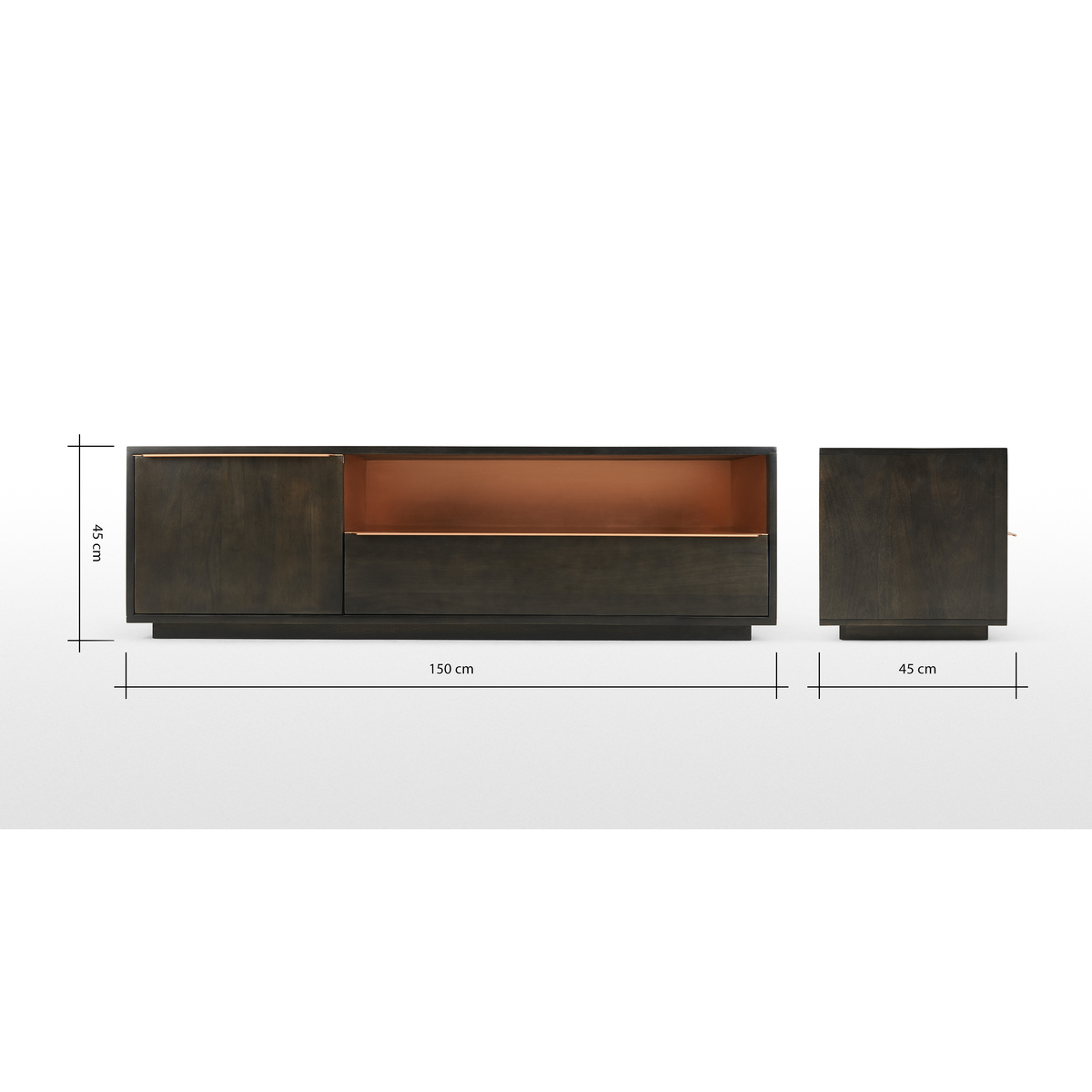 Anderson TV Stand, Mocha Mango Wood and Copper – image 8