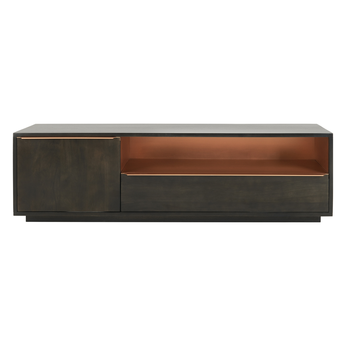 Anderson TV Stand, Mocha Mango Wood and Copper – image 1