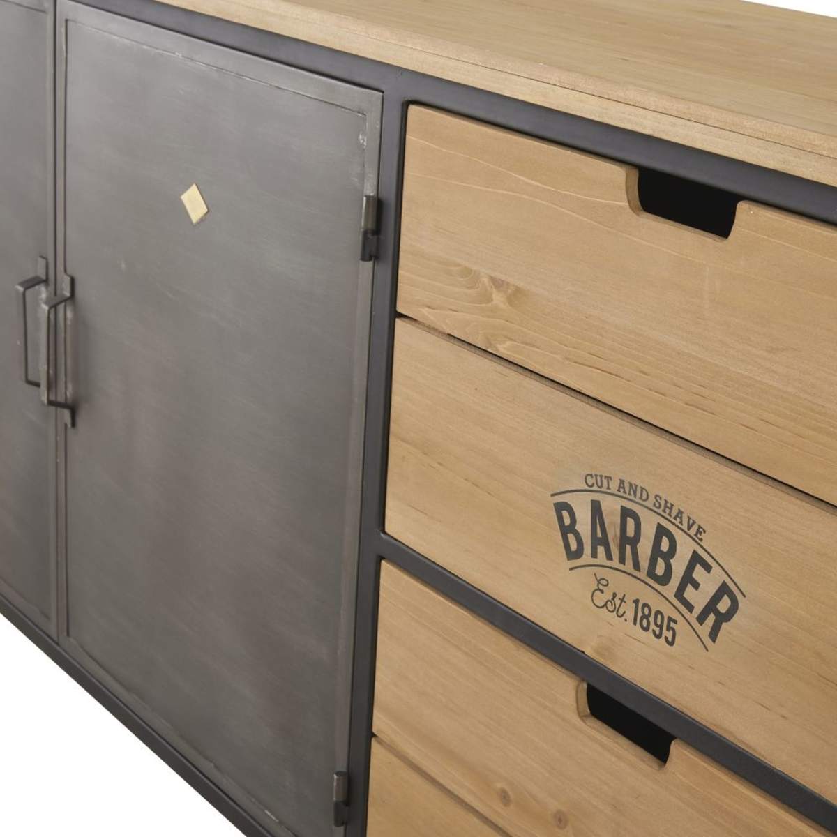 Solid Fir and Metal 2-Door 2-Drawer Sideboard Harvey – image 3