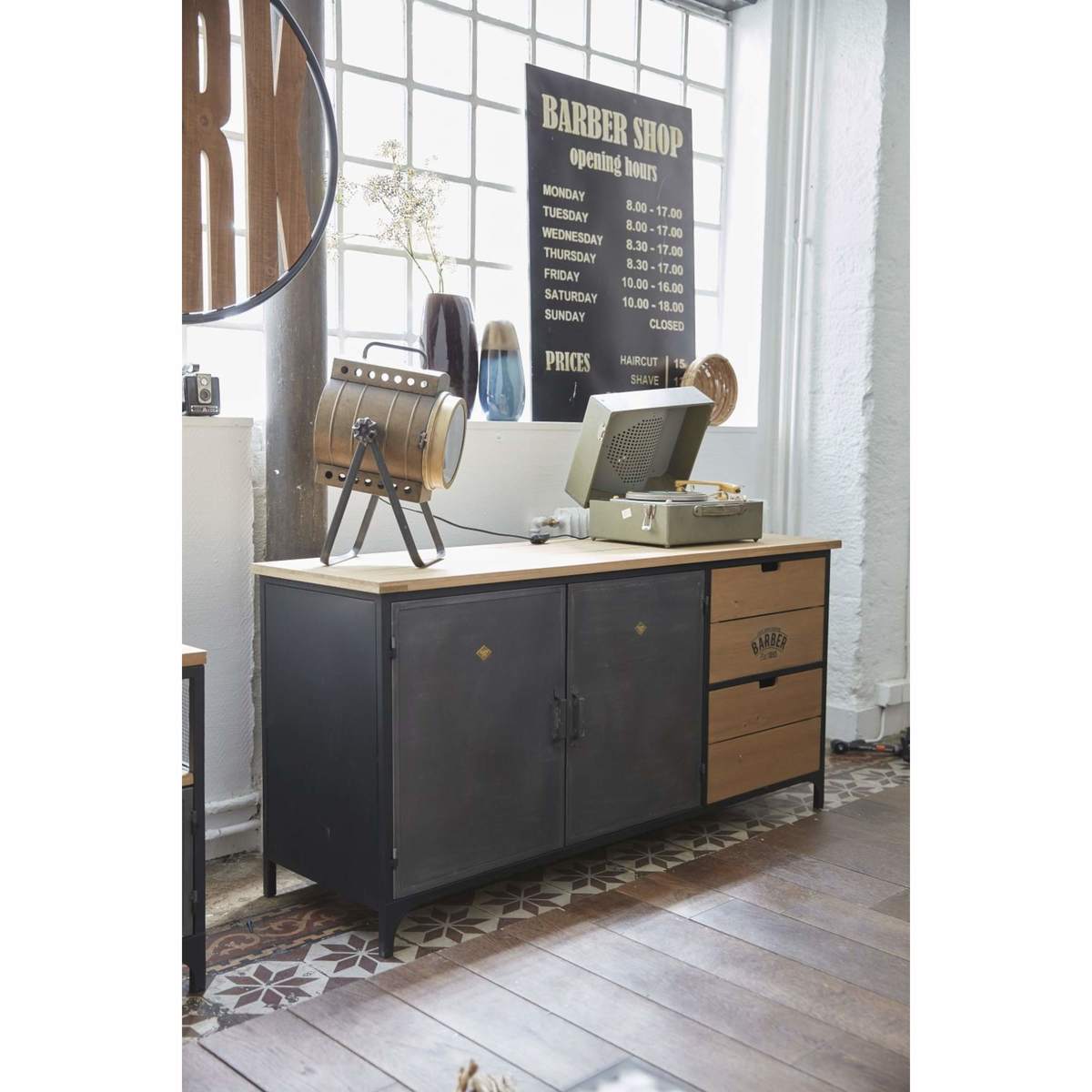 Solid Fir and Metal 2-Door 2-Drawer Sideboard Harvey – image 4