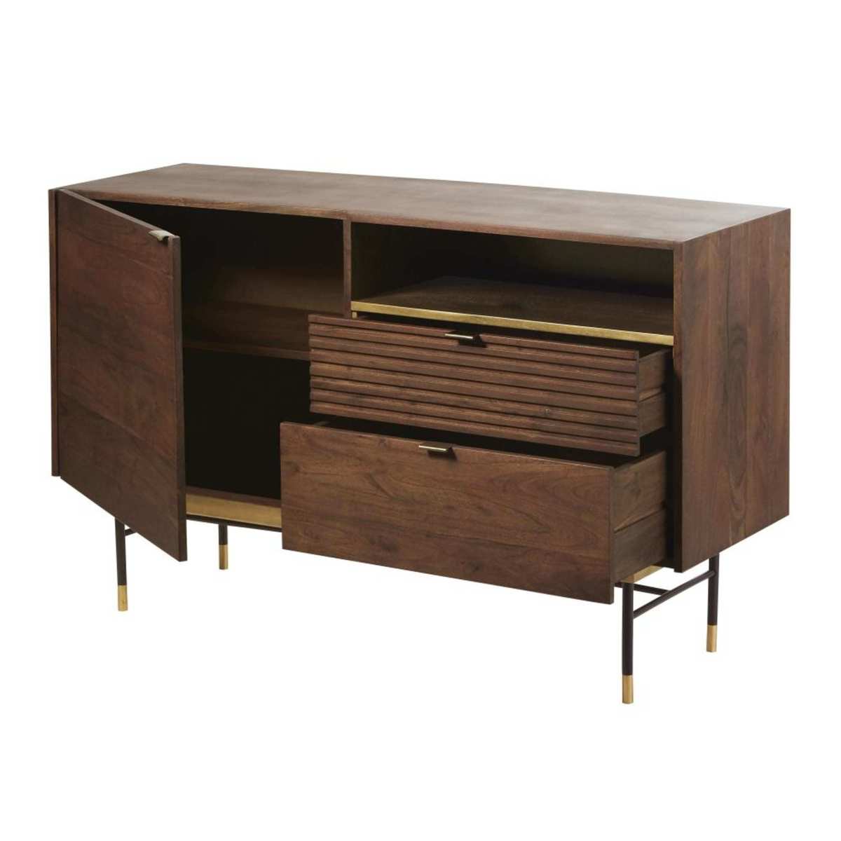 STERLING - Black Metal and Acacia 1-Door 2-Drawer Sideboard – image 3