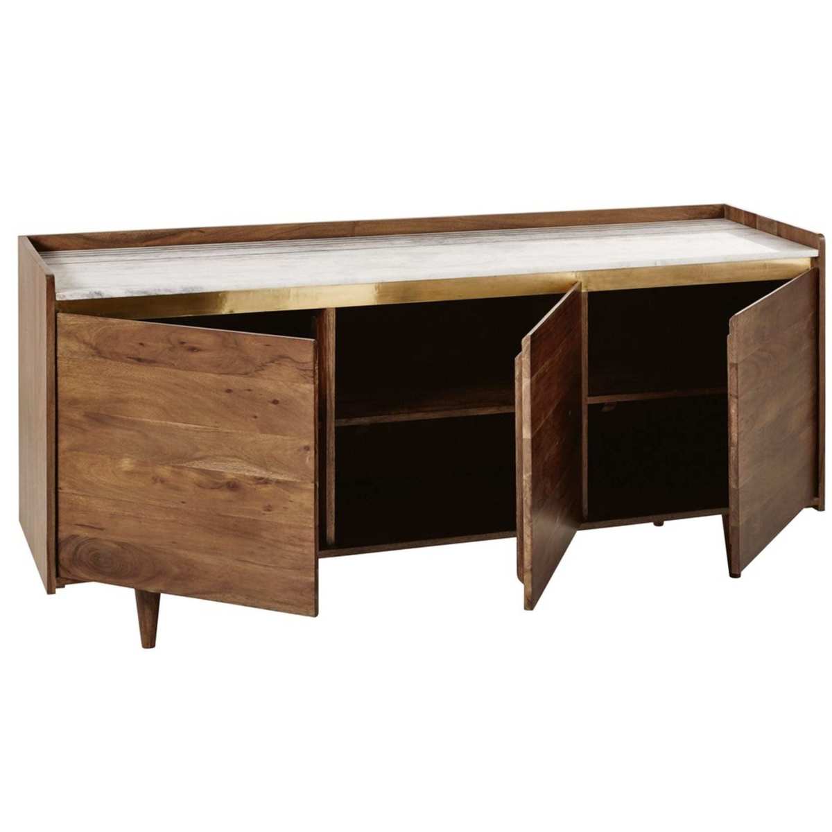 CAPPUCCINO - White Marble and Solid Acacia 3-Door Sideboard – image 3