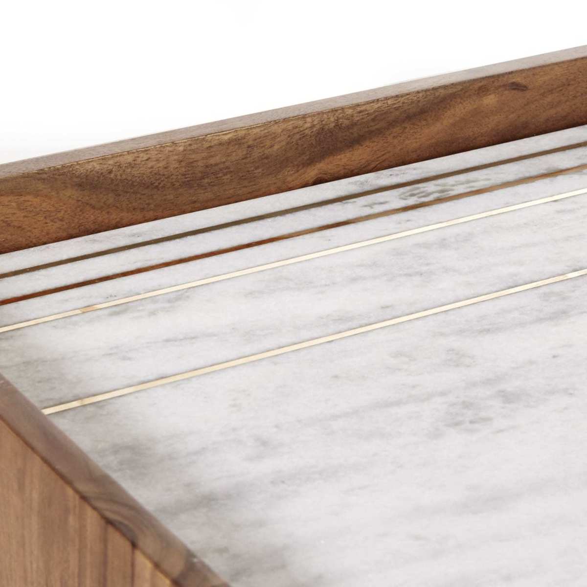 CAPPUCCINO - White Marble and Solid Acacia 3-Door Sideboard – image 4