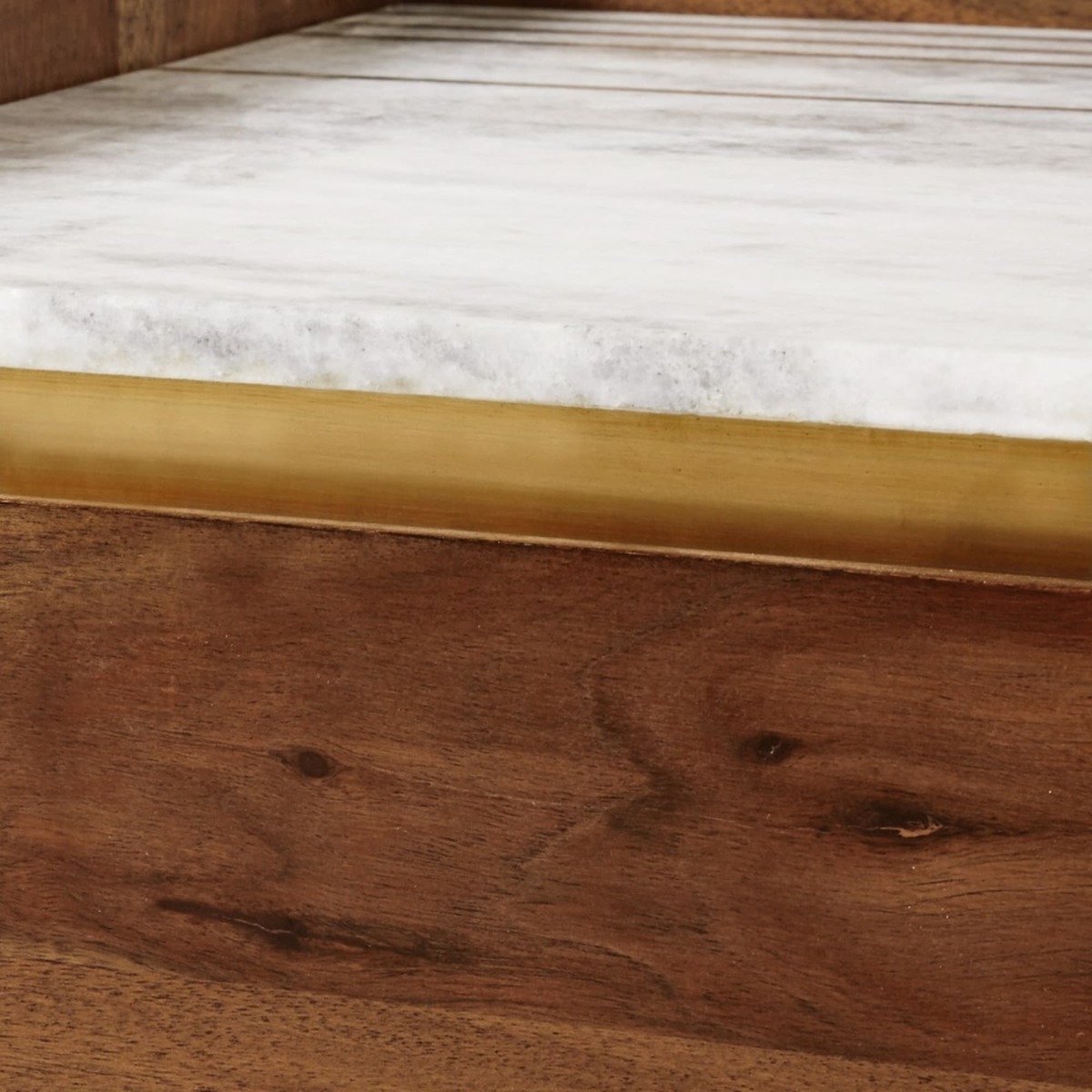 CAPPUCCINO - White Marble and Solid Acacia 3-Door Sideboard – image 6