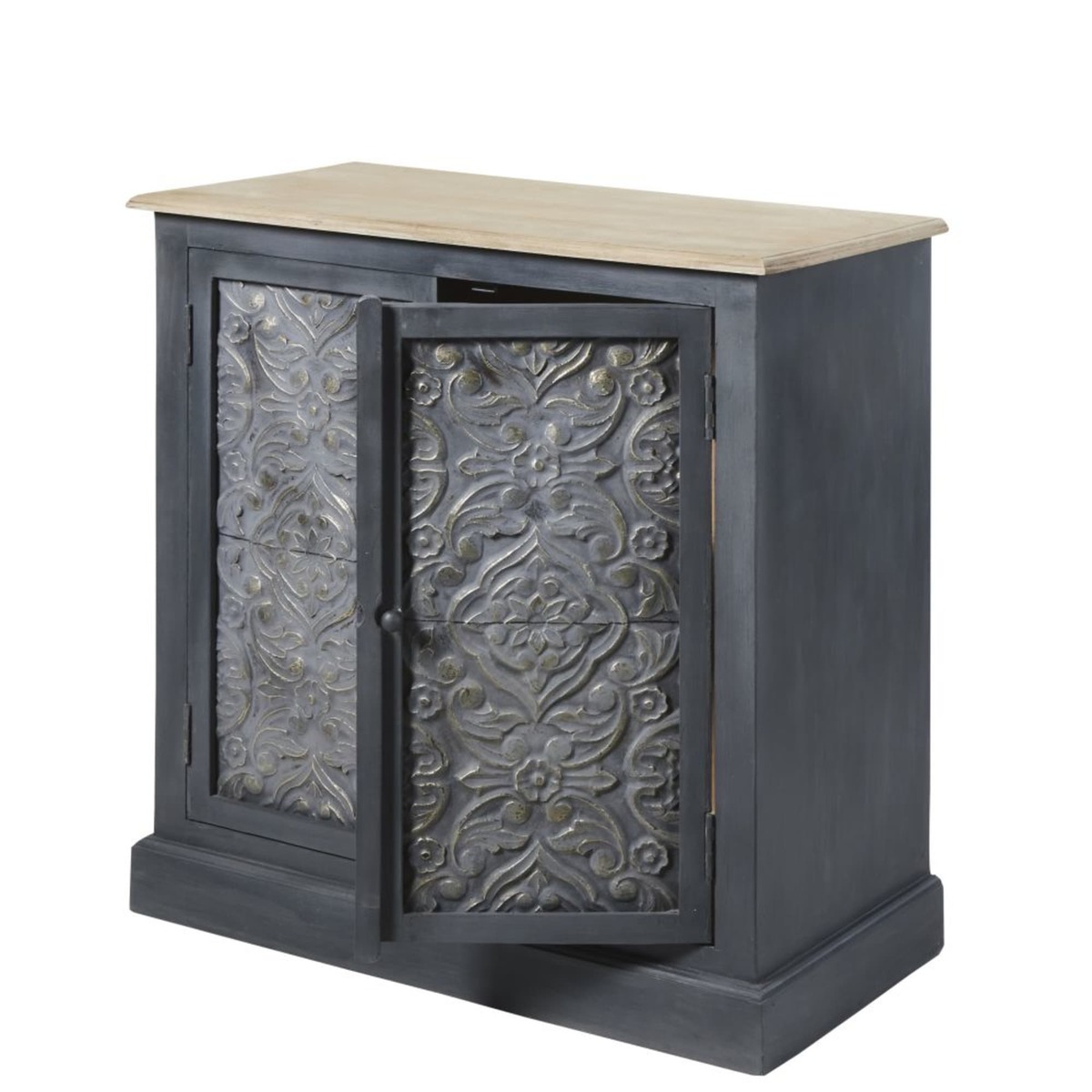 Solid Mango Wood and Dark Grey Acacia 2-Door Sideboard Wabi – image 3