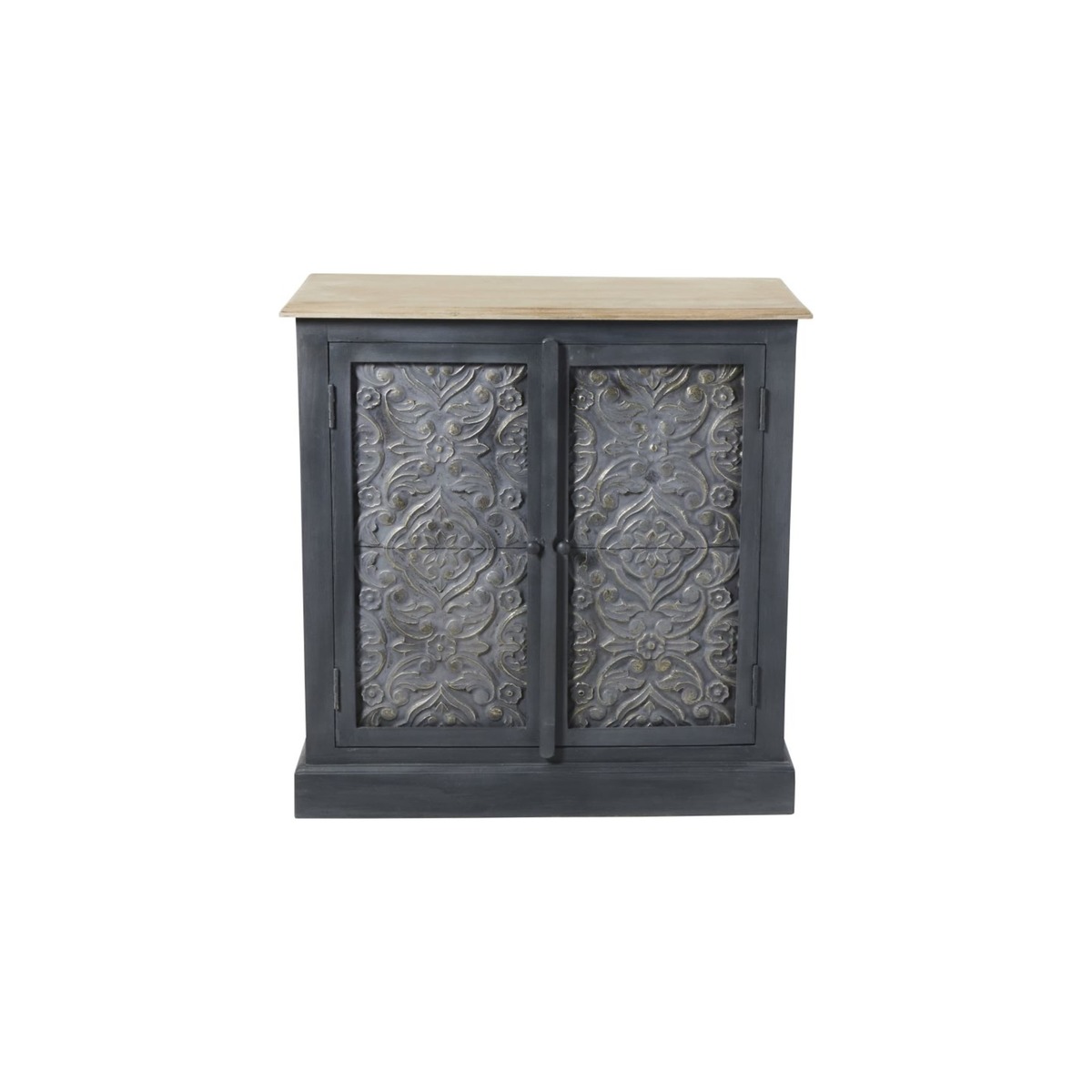 Solid Mango Wood and Dark Grey Acacia 2-Door Sideboard Wabi – image 1