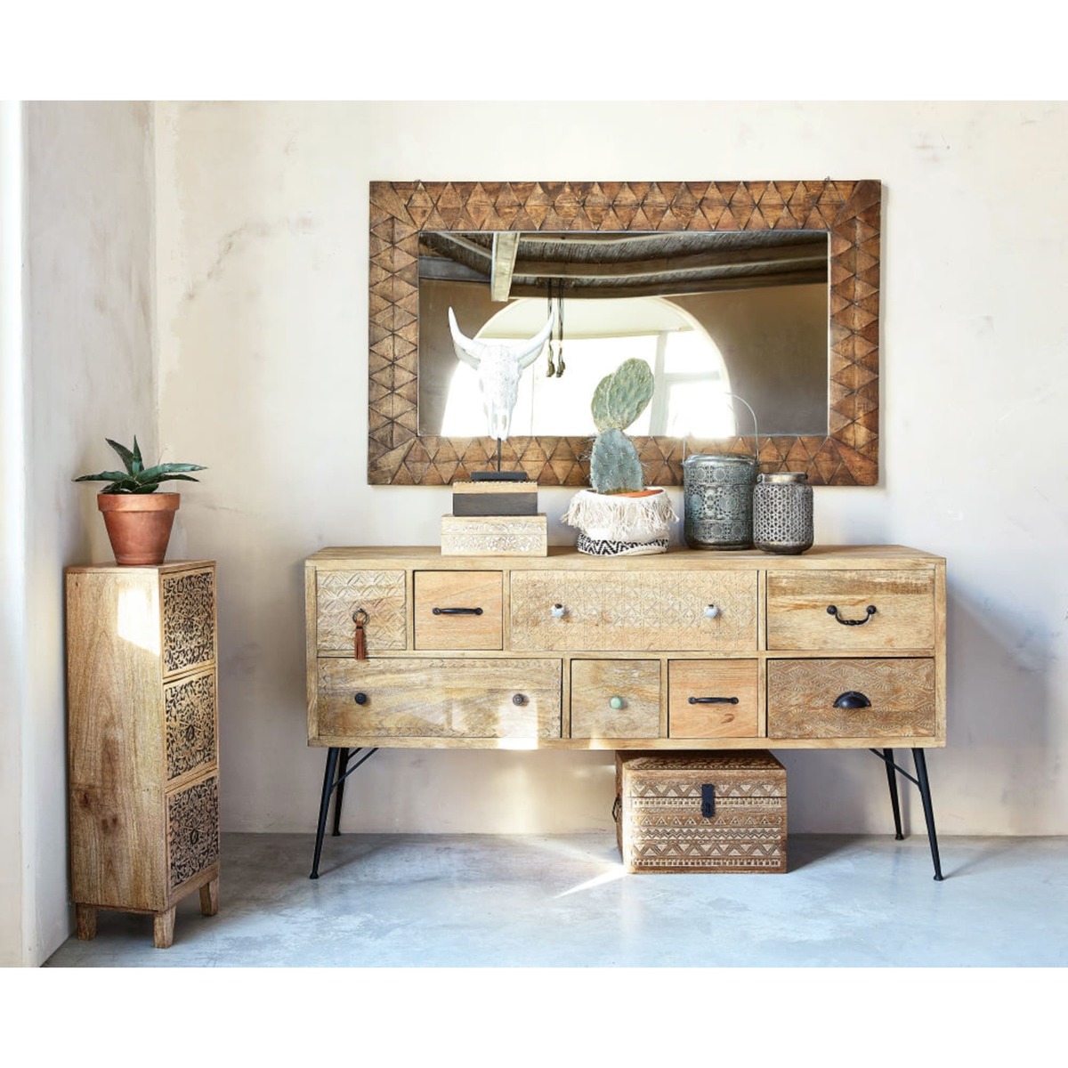 IROQUOIS - Solid Mango Wood and Anthracite Grey Metal 8-Drawer Sideboard – image 5