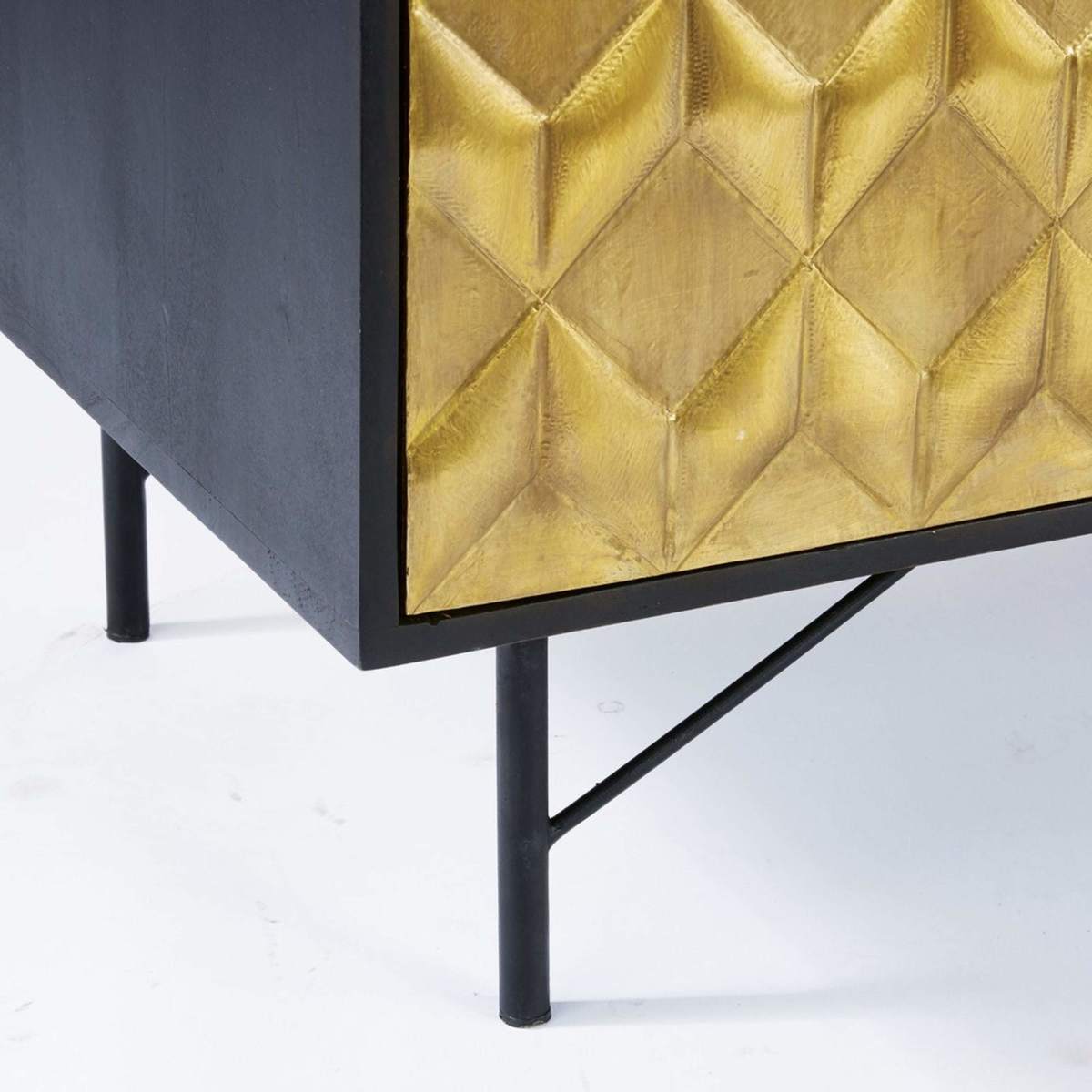 Black Solid Mango Wood and Acacia 2-Door Cabinet Jagger – image 5