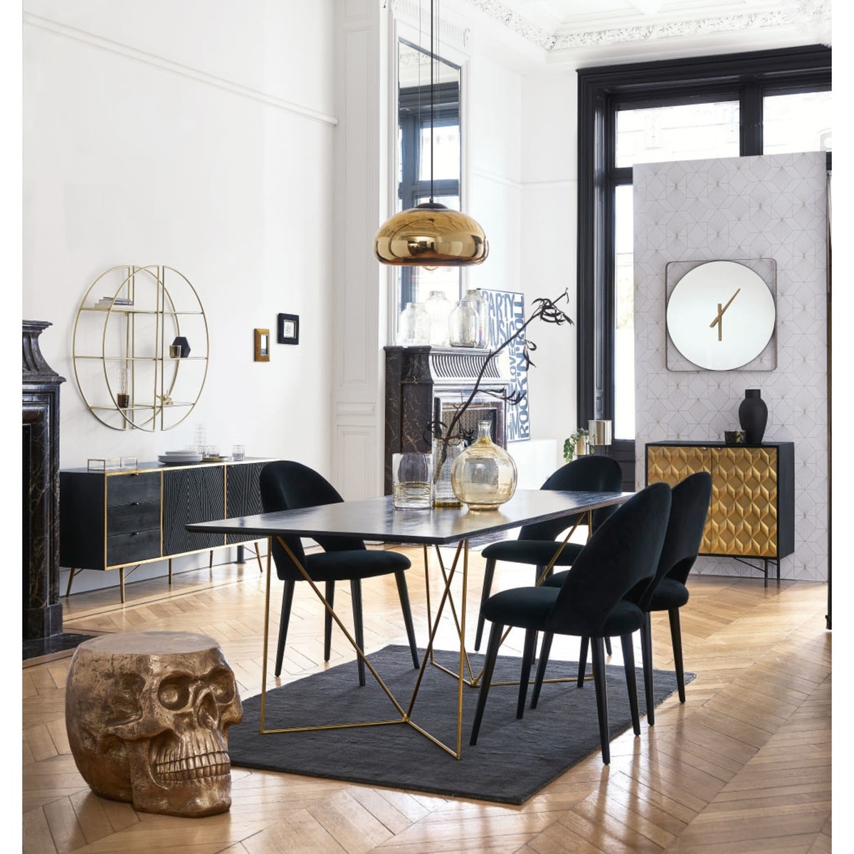 Black Solid Mango Wood and Acacia 2-Door Cabinet Jagger – image 8