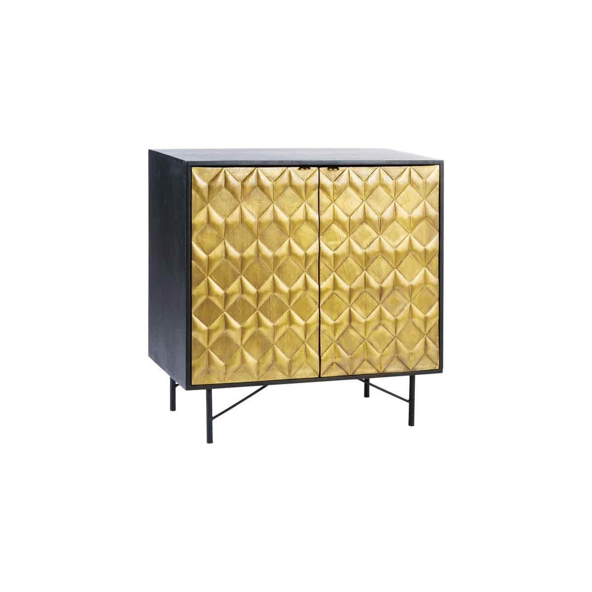 Black Solid Mango Wood and Acacia 2-Door Cabinet Jagger – image 2