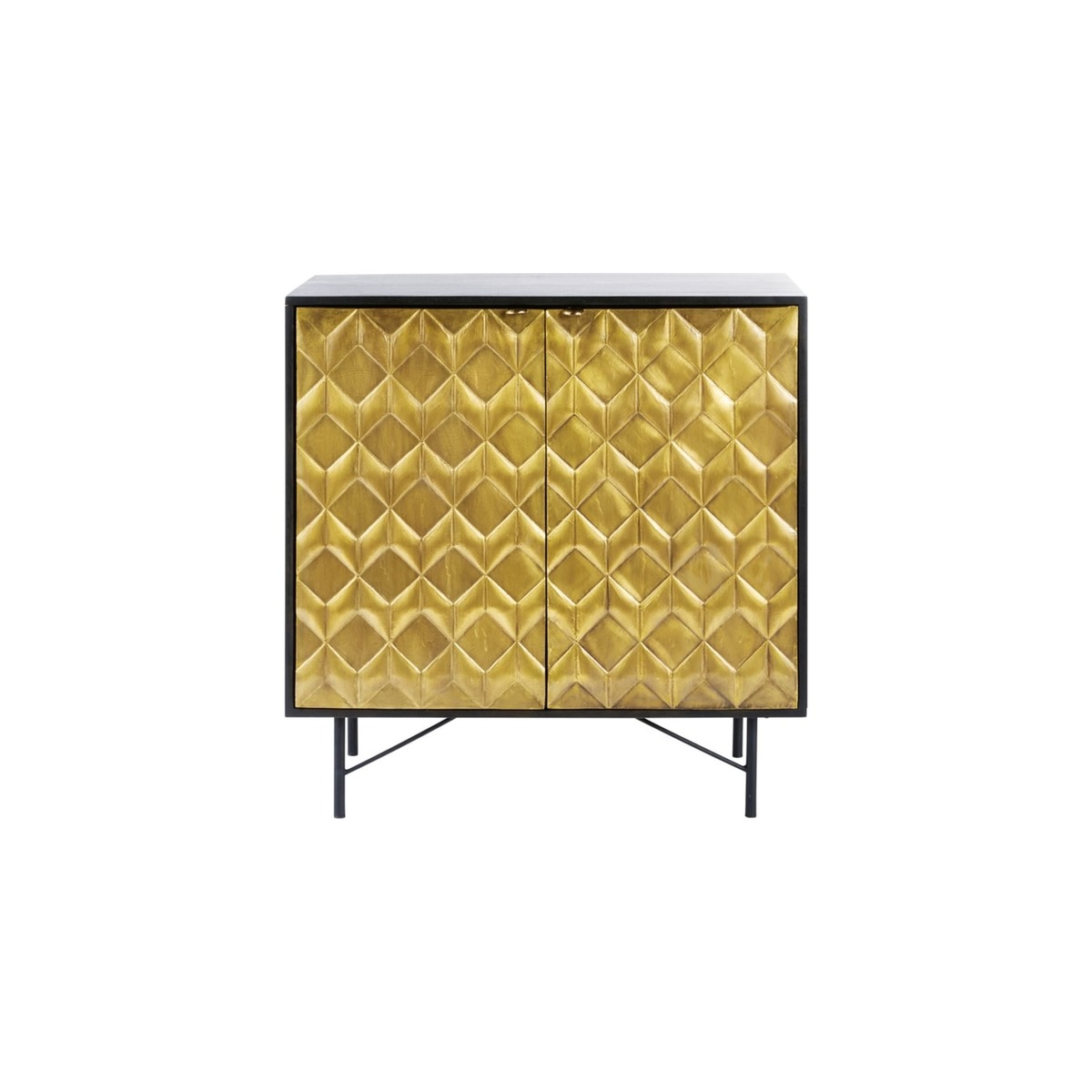 Black Solid Mango Wood and Acacia 2-Door Cabinet Jagger – image 1