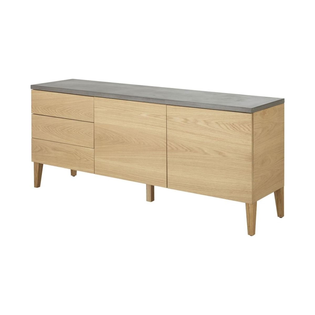 GREY - Solid Oak and Concrete 2-Door 3-drawer Sideboard – image 2