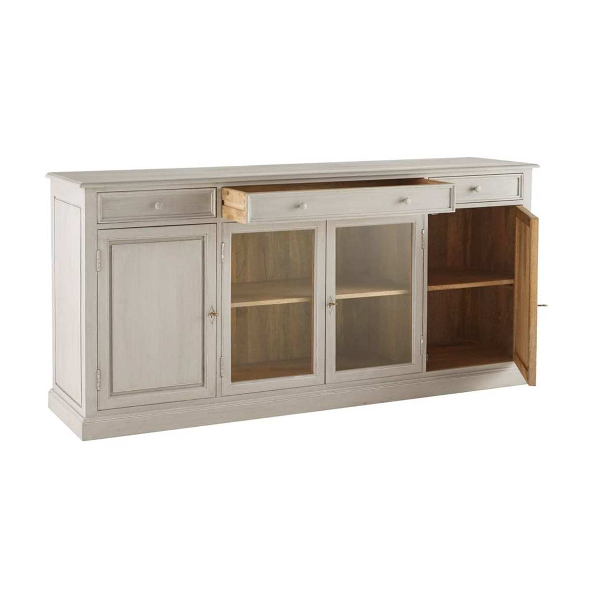 CASTEL - Grey Solid Mango Wood 4-Door 3-Drawer Sideboard – image 3