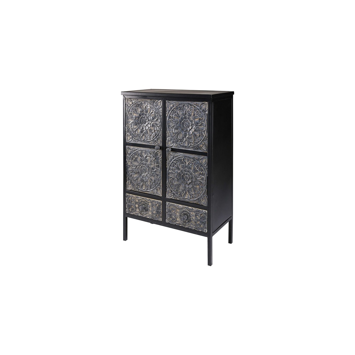 Sculpted mango wood and metal cabinet Topaze – image 2