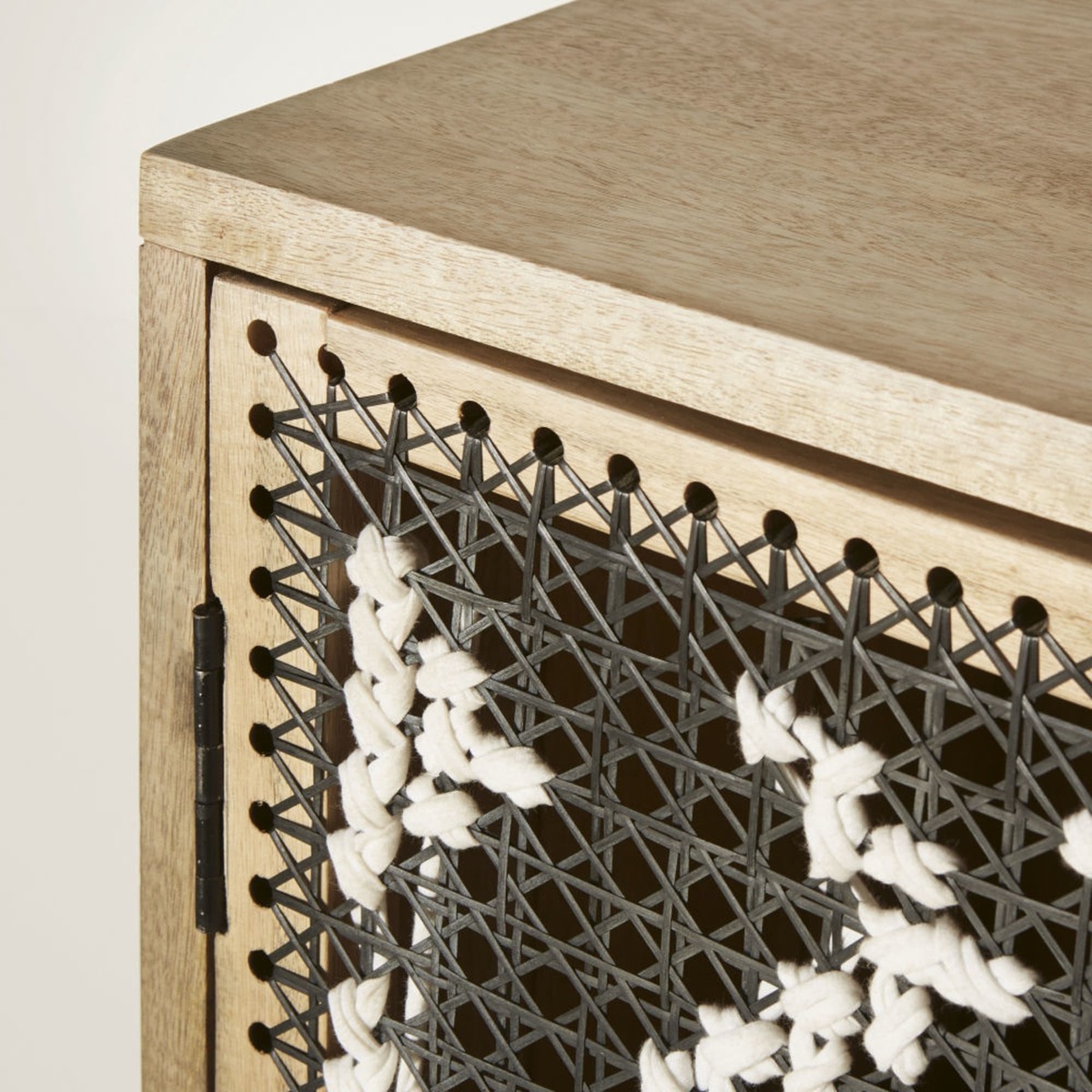 Black Metal and Solid Mango Wood 2-Door Storage Cabinet Apache – image 6