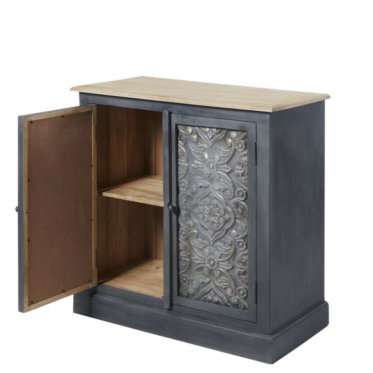WABI - Solid Mango Wood and Dark Grey Acacia 2-Door Sideboard – image 4