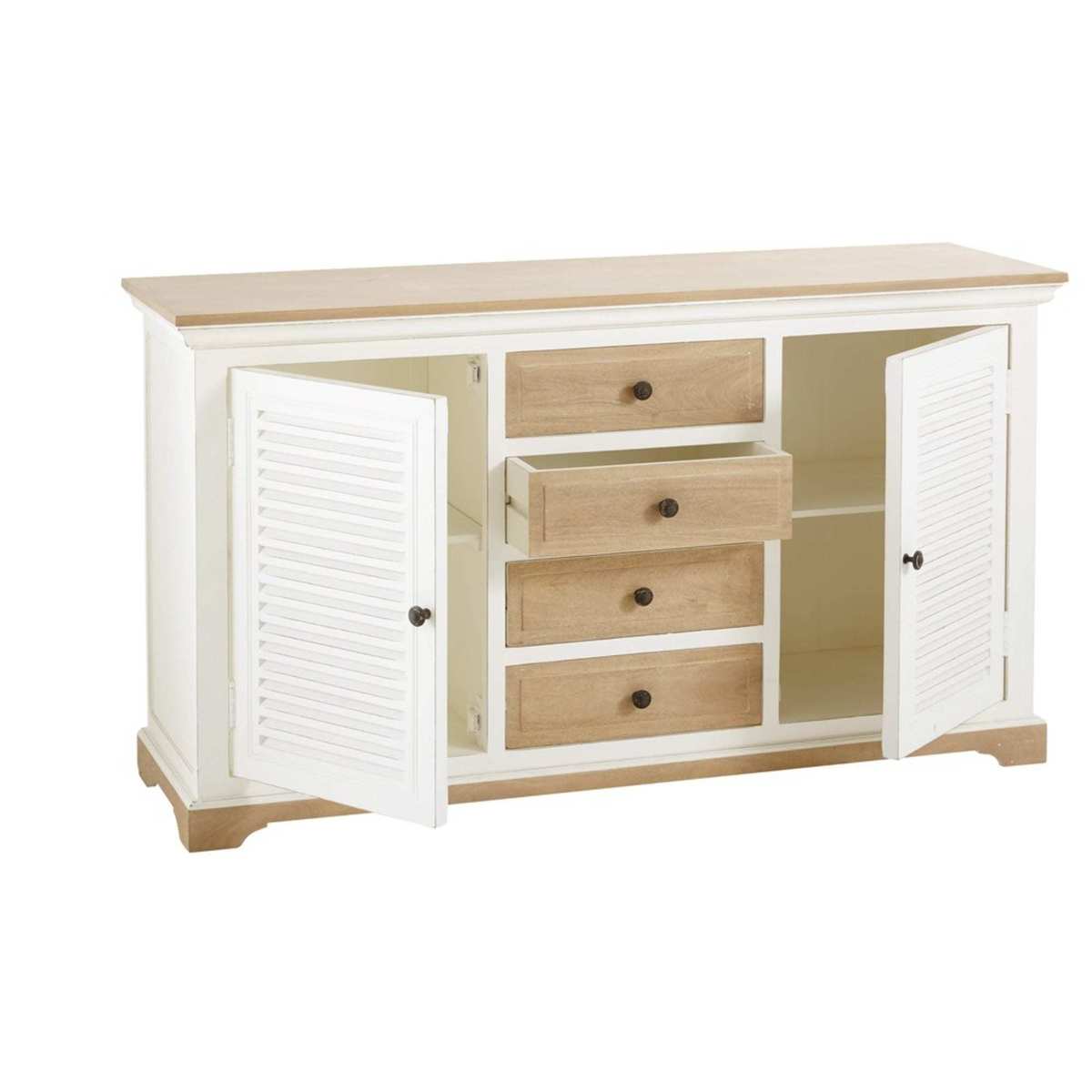 CEZEMBRE - White Solid Mango Wood 2-Door 4-Drawer Sideboard – image 3