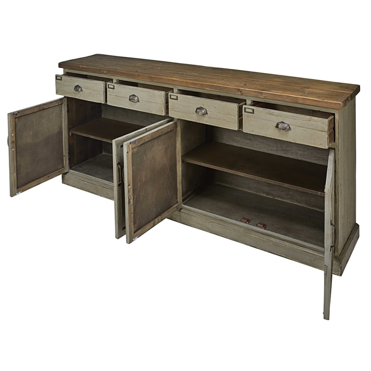 FERDINAND - Patinated recycled pine 4-door 4-drawer counter – image 3