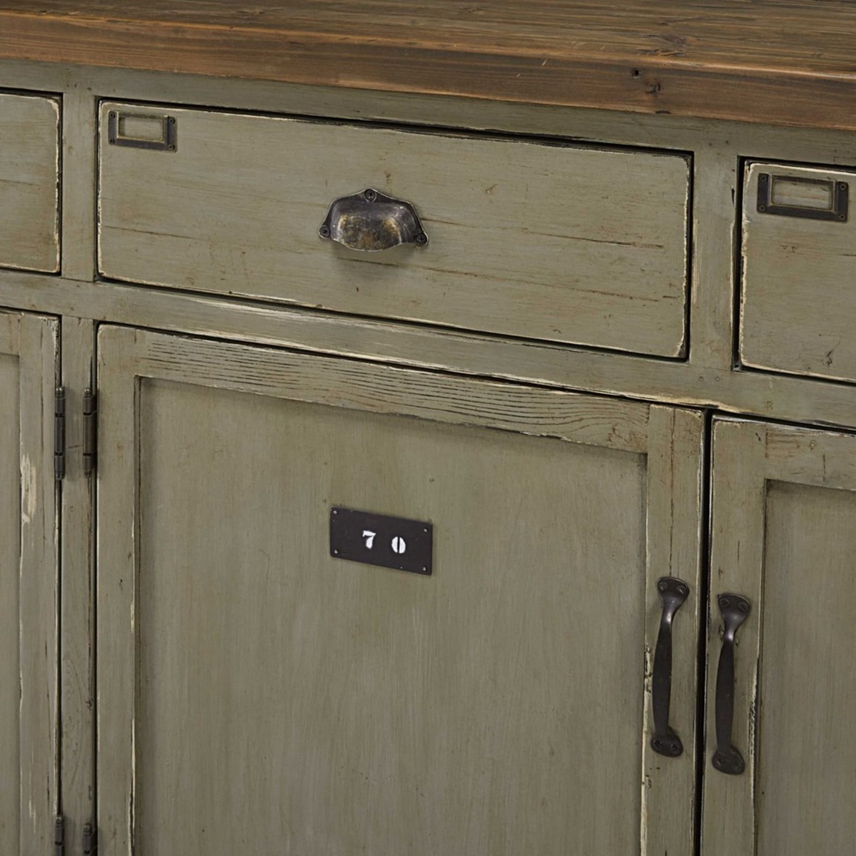 FERDINAND - Patinated recycled pine 4-door 4-drawer counter – image 4