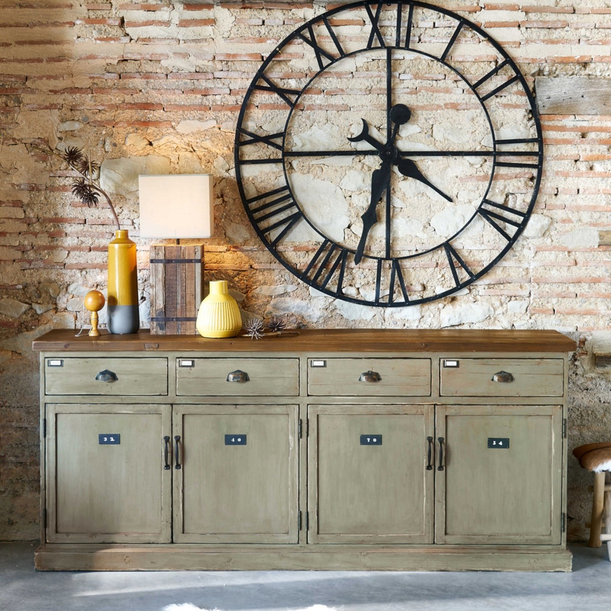 FERDINAND - Patinated recycled pine 4-door 4-drawer counter – image 8