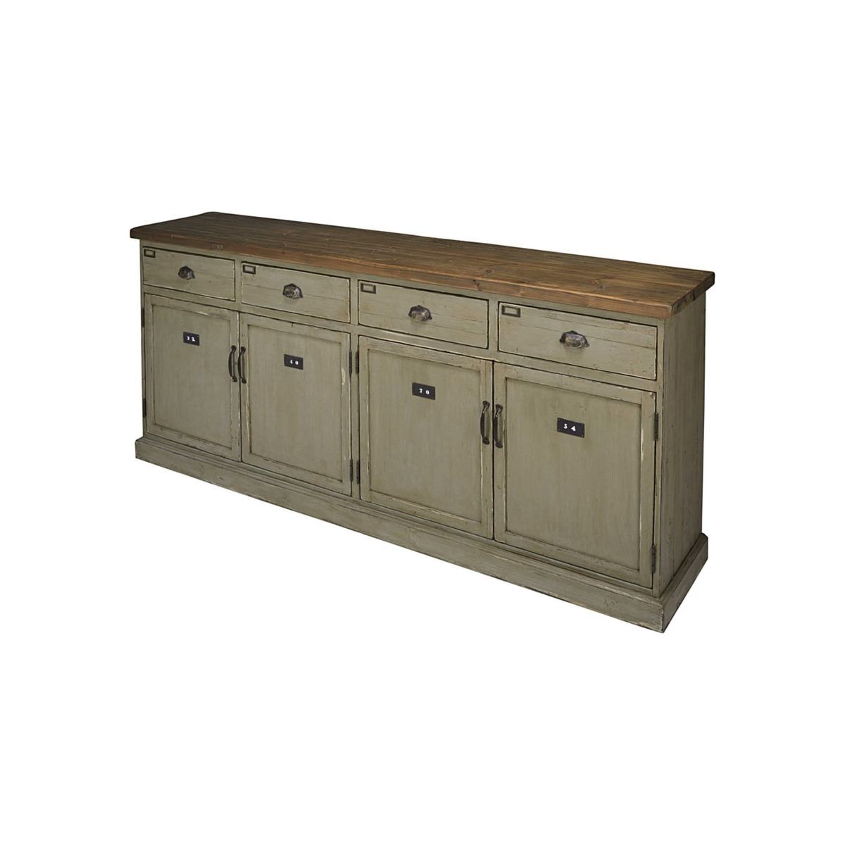 FERDINAND - Patinated recycled pine 4-door 4-drawer counter – image 2