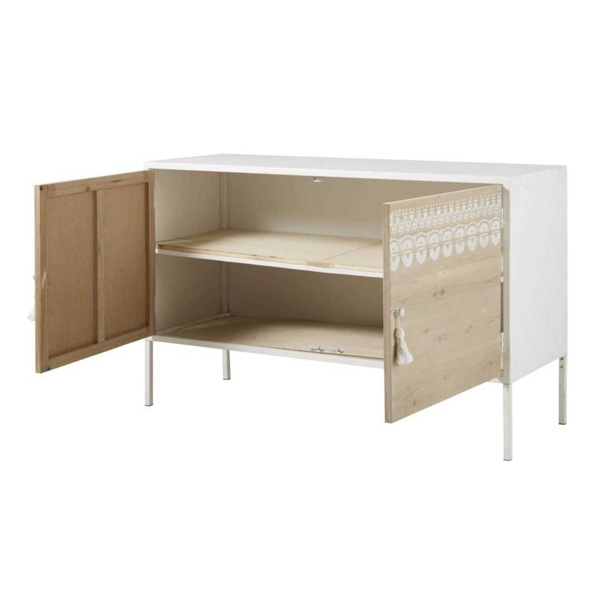 LATIKA - Printed Solid Pine and White Metal 2-Door Sideboard – image 3