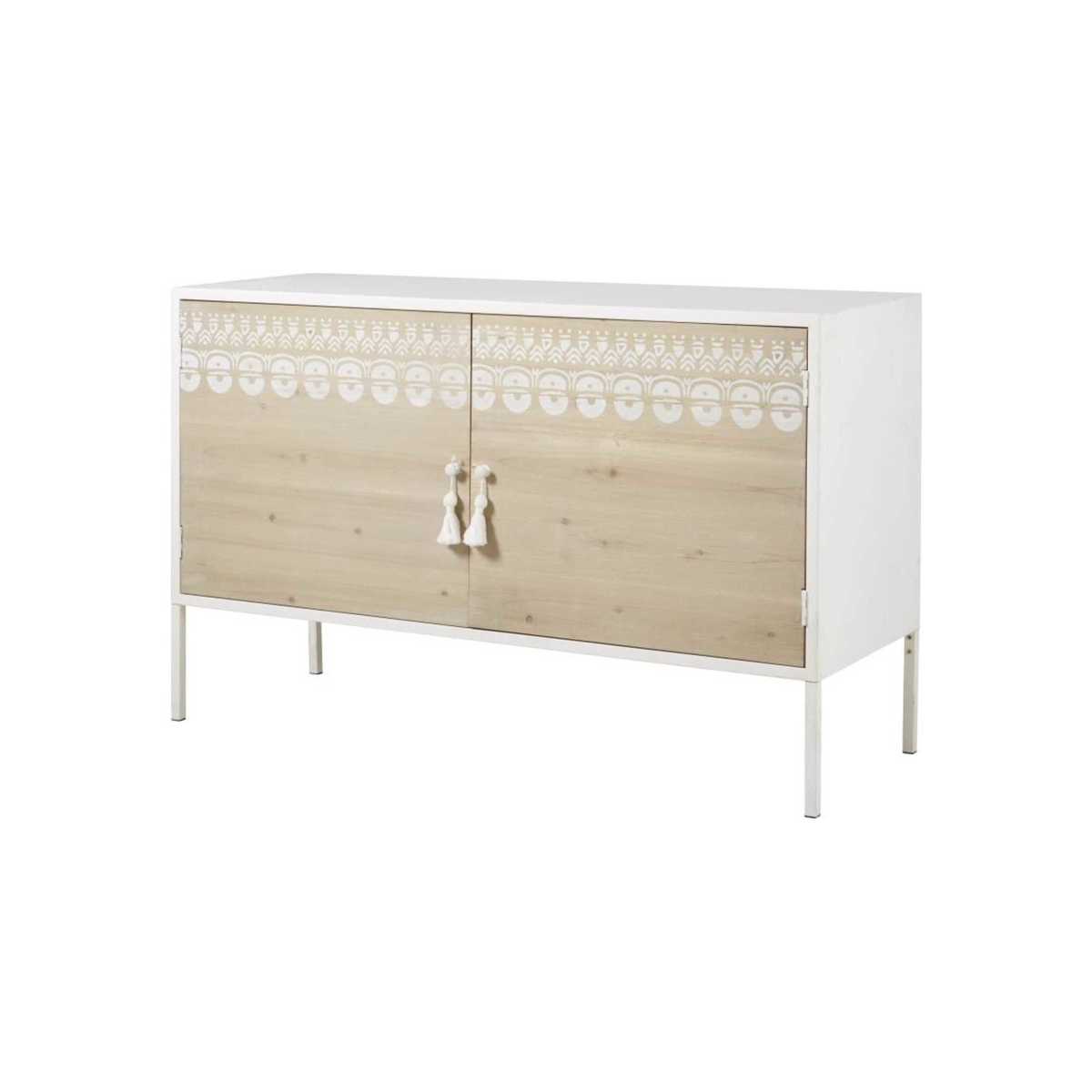 LATIKA - Printed Solid Pine and White Metal 2-Door Sideboard – image 2