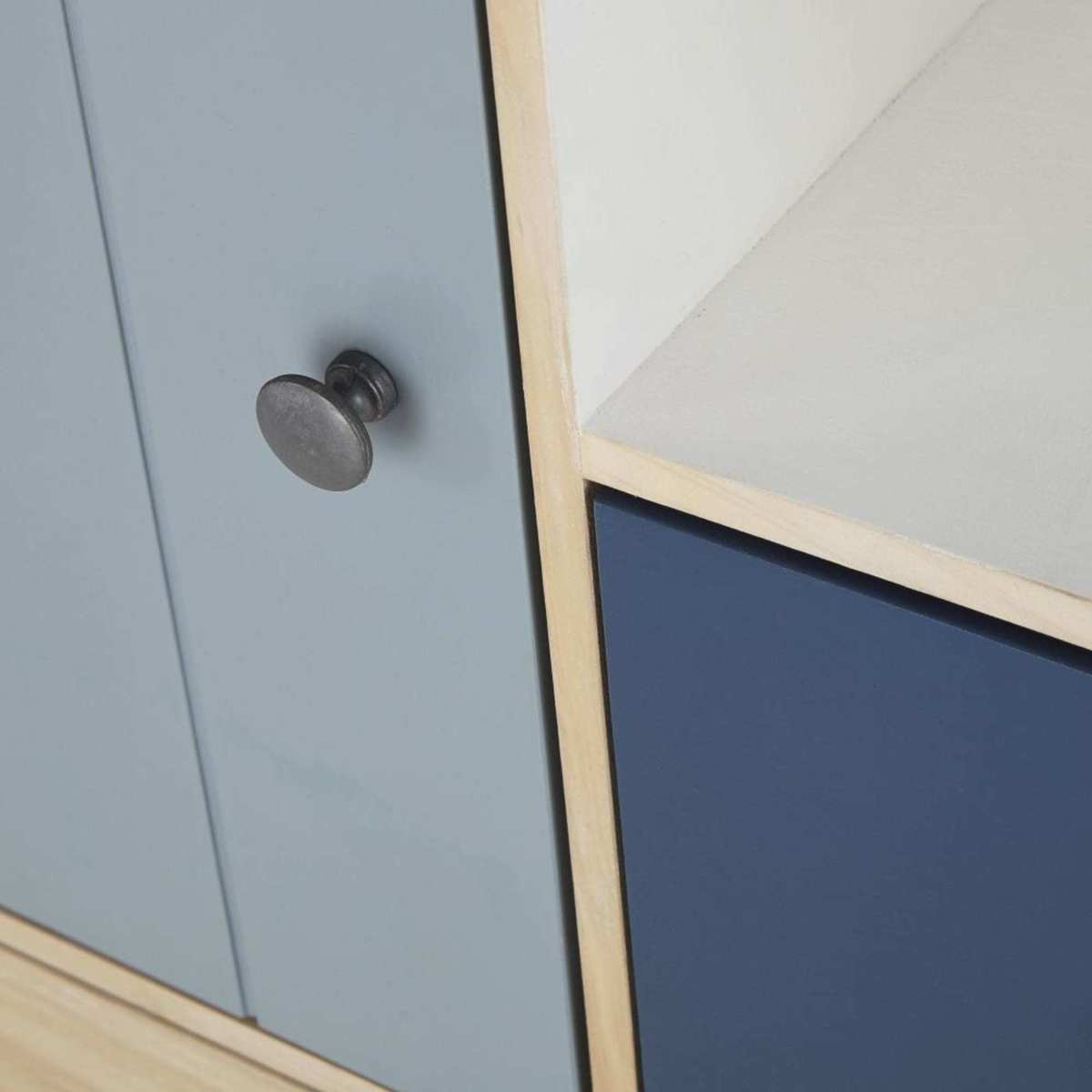 White and Blue Pine 2-Drawer 2-Door Storage Cabinet Marin – image 4