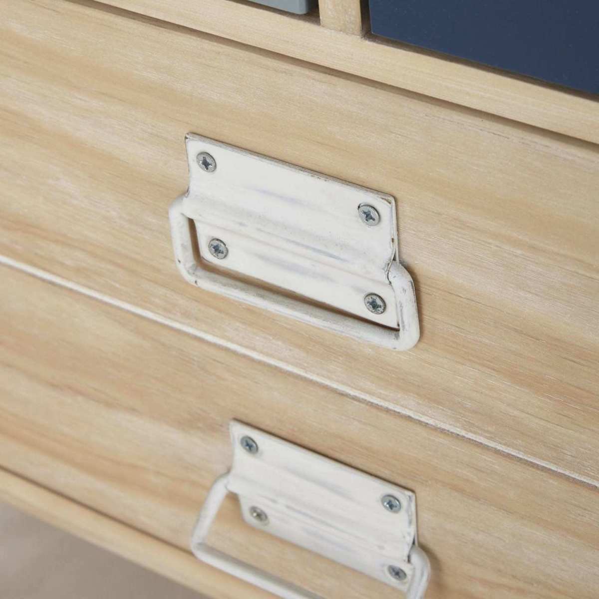 White and Blue Pine 2-Drawer 2-Door Storage Cabinet Marin – image 5