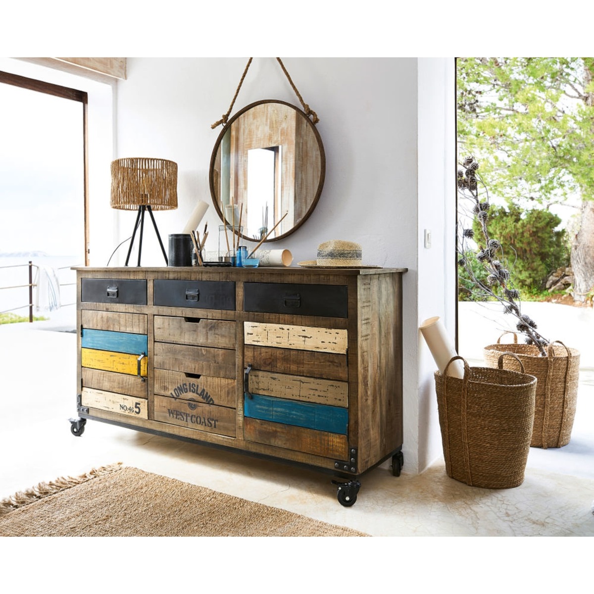 SAILOR - Mango wood sideboard on castors W 170cm – image 4