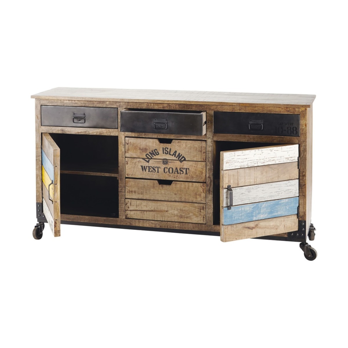 SAILOR - Mango wood sideboard on castors W 170cm – image 2