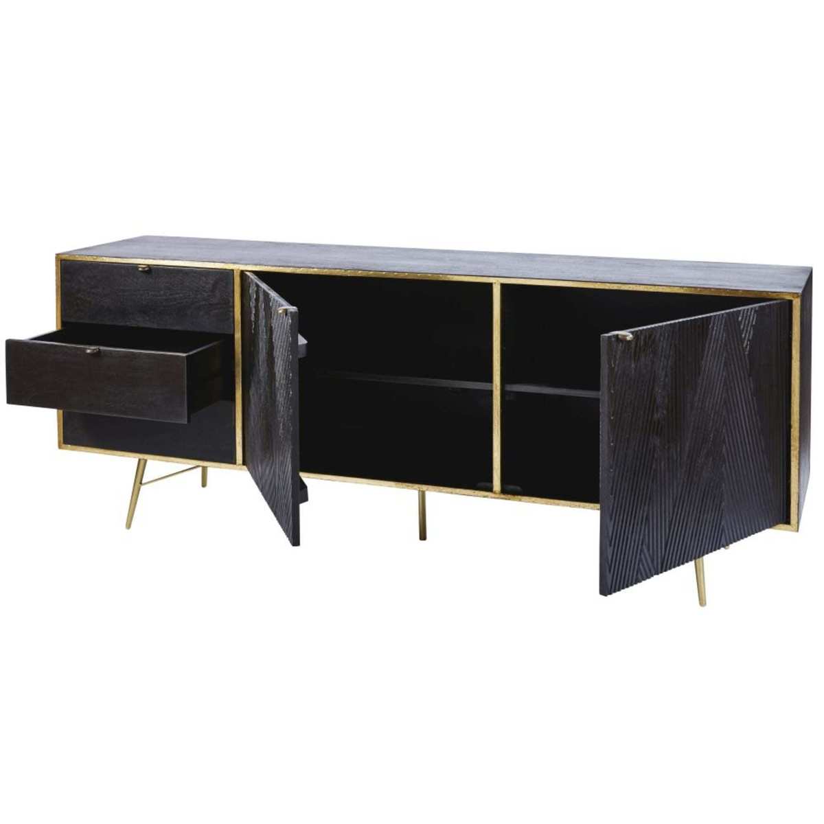 JAGGER - Black Solid Mango Wood 2-Door 3-Drawer Sideboard – image 4