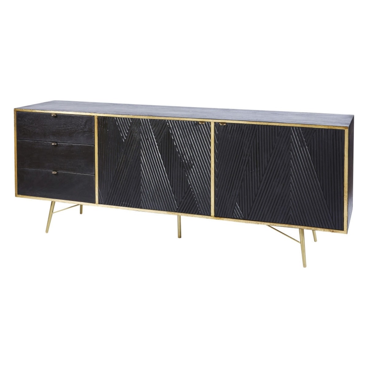 JAGGER - Black Solid Mango Wood 2-Door 3-Drawer Sideboard – image 2