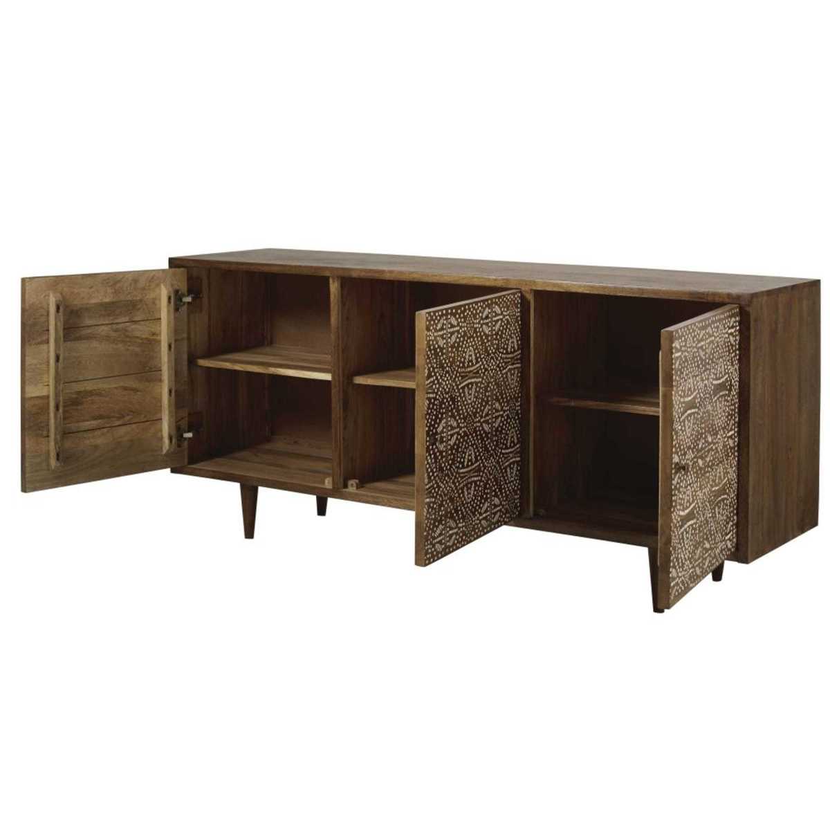 MOMBASA - Solid Mango Wood 3-Door Sideboard with Carved Detailing – image 3