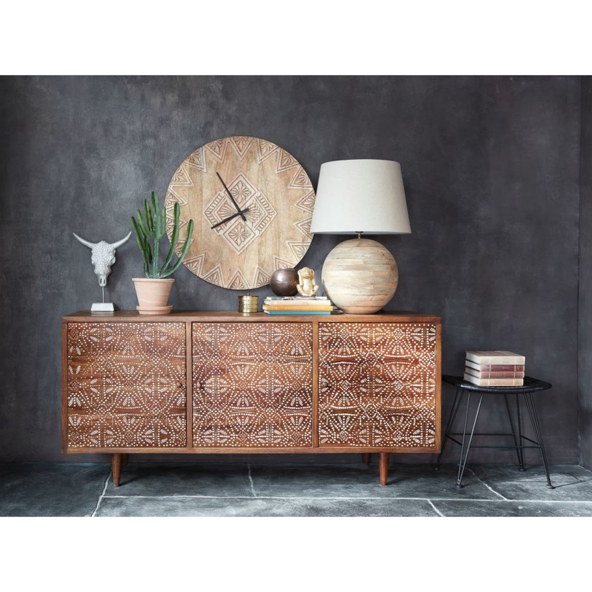 MOMBASA - Solid Mango Wood 3-Door Sideboard with Carved Detailing – image 8