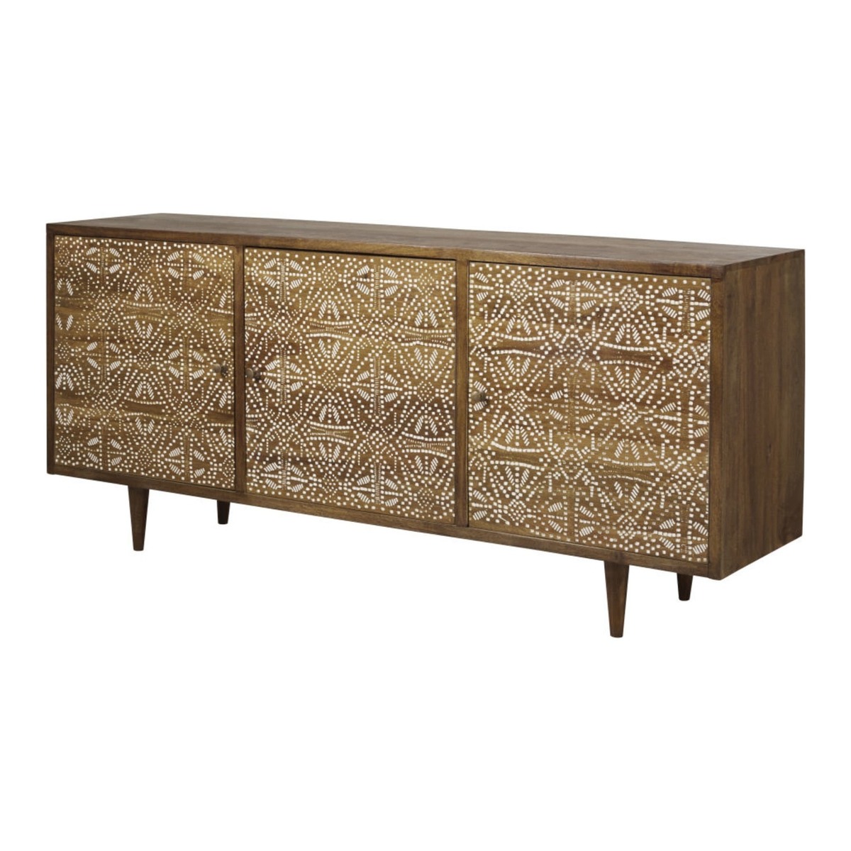 MOMBASA - Solid Mango Wood 3-Door Sideboard with Carved Detailing – image 2