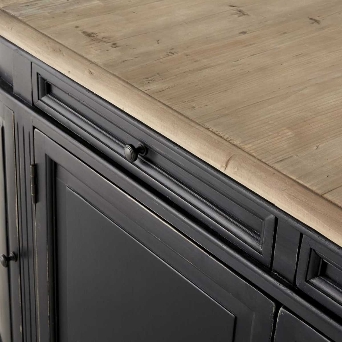 Black Recycled Pine 4-Door 2-Drawer Sideboard Provence – image 3