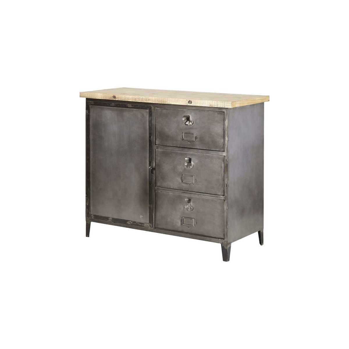FULTON - Recycled Pine and Metal 1-Door 3-Drawer Sideboard – image 2