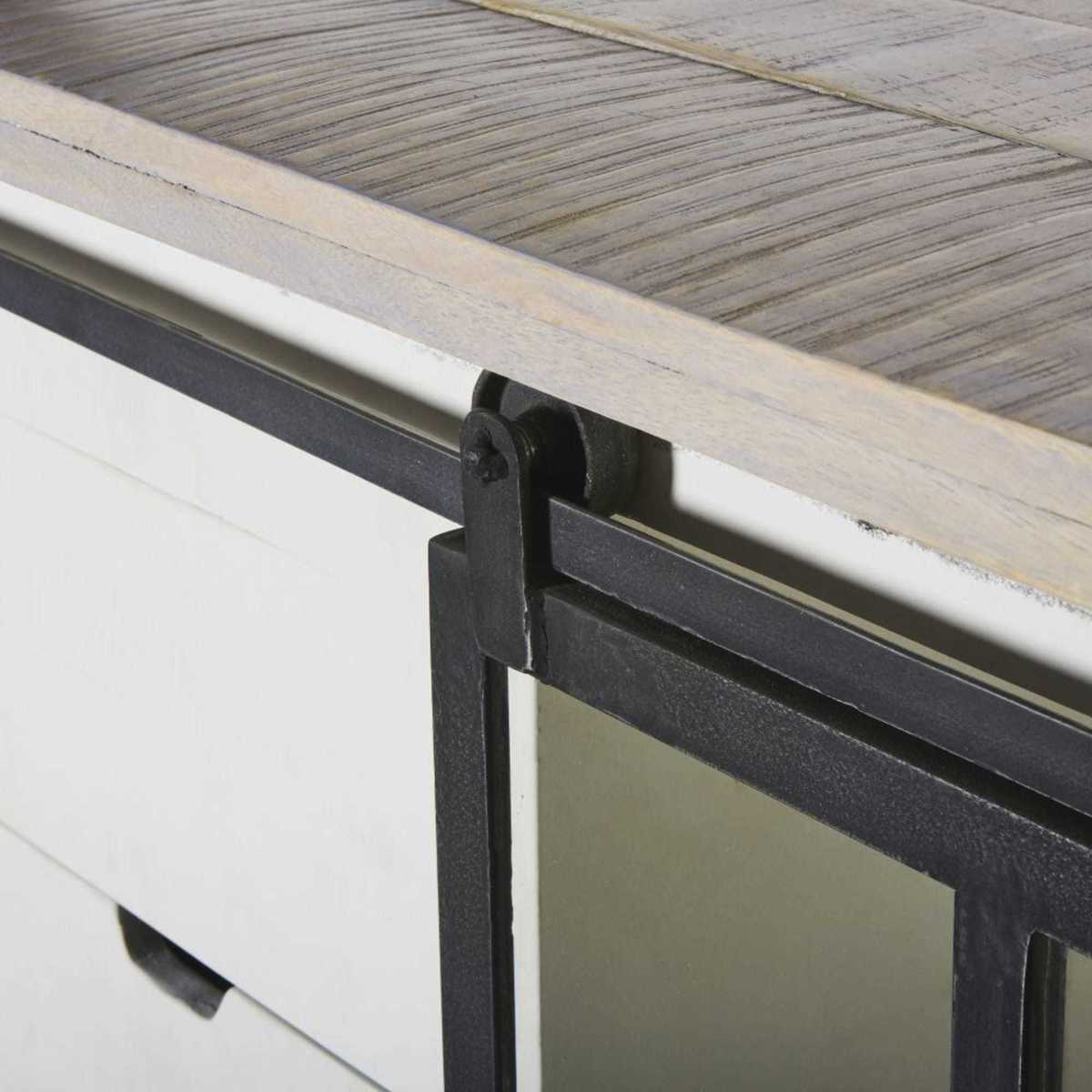 BENODET - Solid Mango Wood and Tempered Glass 2-Door 6-Drawer Sideboard – image 7
