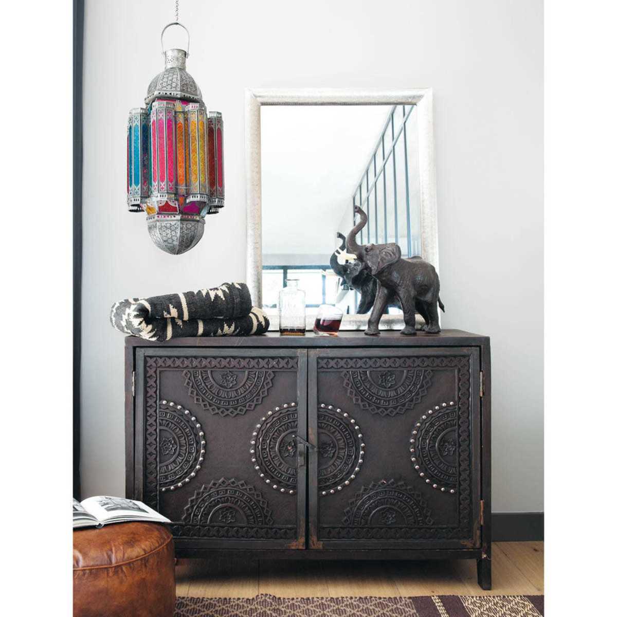 MOZAMBIQUE - Mango wood carved sideboard in brown W 115cm – image 4